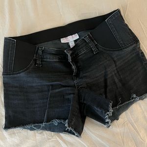 Black Maternity Jean Shorts